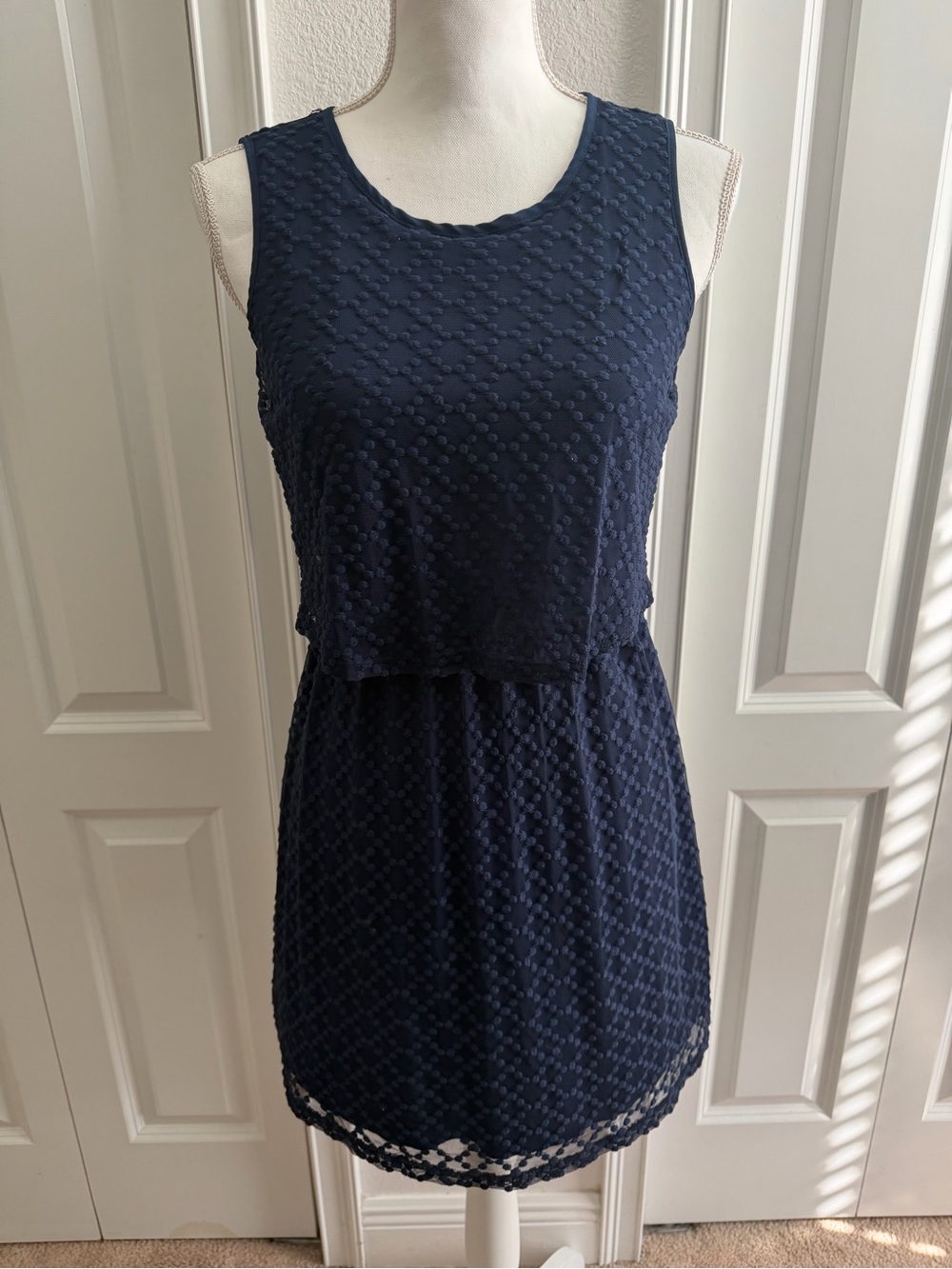 Speechless Navy Textured Layered Mini Dress
